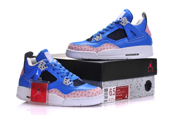 Air Jordan IV 4 Retro Chaussures Femmes nouveau bleu (2)